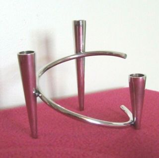 Vintage Silver Plated Modernist Candle Holder By E.  Dragsted Denmark.