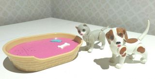 Vintage Barbie Pets Jointed Cat & Dog & Pet Bed With Sounds Mattel 1995 Toys