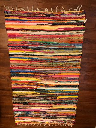 Vintage Striped Woven Rag Rug Yoga Mat