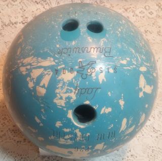 Vintage Lady Brunswick Blue Crystal 11 Lb 14.  2 Oz Bowling Ball White Drilled