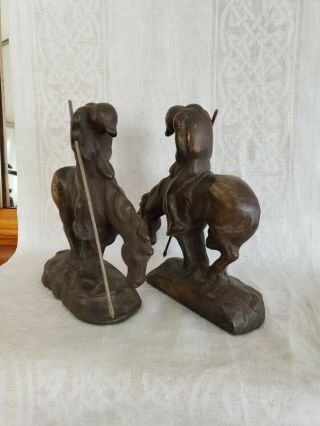 Antique Vintage Bronze End Of The Trail Bookends