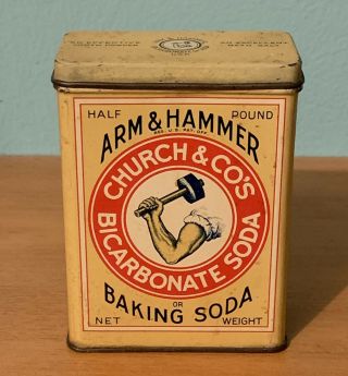 Old Antique Arm And Hammer Baking Soda Advertising Tin