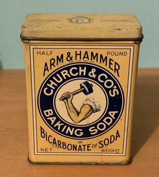 Old Antique Arm And Hammer Baking Soda Advertising Tin 2