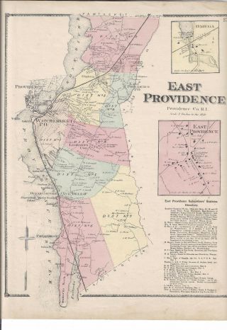 1870 East Providence,  Ri.  Map That Has Been Removed From The Beer 