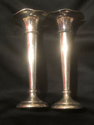 Walker And Hall Art Deco Period Silverplate Bud Vases Dating To 1924