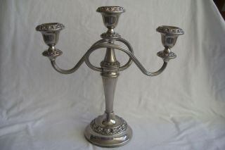 Vintage Ianthe Silver Plated Three Sconce Candelabra.