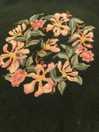 Vintage Floral Needlepoint Pillow Cover 20 " Square Shabby Chic
