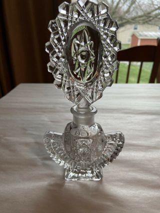 Antique/vintage Art Deco Crystal Glass Perfume Bottle With Ground Stopper