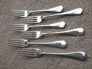 Vintage Set Of 6 Silver Plate Table Forks By Walker & Hall Sheffield 1906