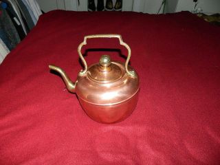 Collectible Old Vintage Antique Copper And Brass Metal Tea Coffee Pot Kettle