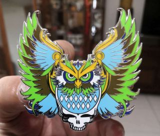 Rare,  7 Grateful Dead Steal Your Face Mystery Owl Pin,  Green Blue
