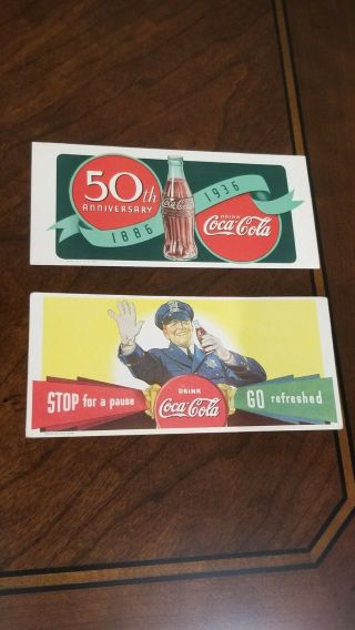 Rare 1938 And 1936 Coca - Cola Ink Blotters