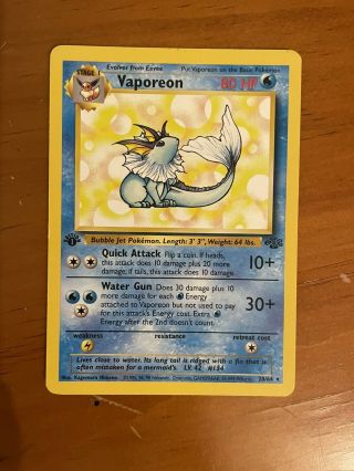 Pokemon 1st Edition Vaporeon 28/64 Jungle Rare Nm