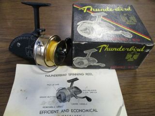 Vintage Rare Thunderbird 50 Spinning Reel W/ Box & Insert Paper