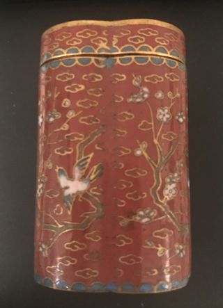 Antique Chinese Bronze Cloisonné Enamel Opium Canister Jar Snuff Box With Birds 3