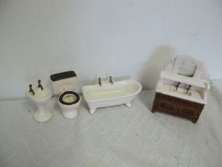 Vintage Dollhouse Bathroom Sonia Messer Vanity Tub Sink Toilet Porcelain