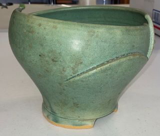 Antique Good Green Matte Glaze Arts & Crafts Art Pottery Planter 6.  5 "