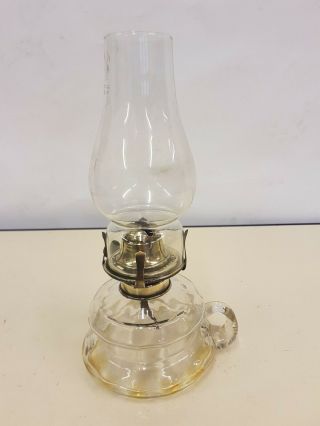 Large Glass And Brass Oil Lamp