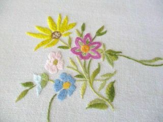 Vintage Tablecloth - Hand Embroidered - Small Flowers