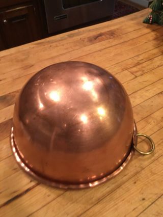 Antique Copper Mixing Bowl W/brass Ring