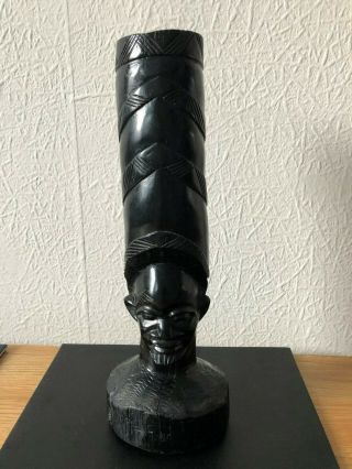 African Carved Wood Bust Of A Man - H30cm