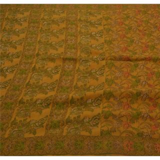 Tcw Vintage Saffron Saree Pure Silk Woven Craft 5 Yd Fabric Sari