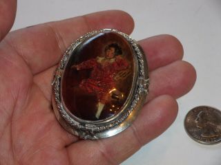 Antique Vintage Sterling Silver " Red Boy " After Sir Thomas Lawrence Brooch Pin