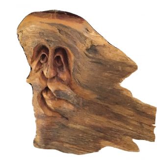 Old Man Face Hand Carved & Wood Black Forest Folk Art Spirit Signed Unique Gift