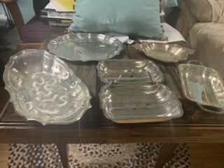 6 Antique silverplate serving dishes nut,  candy serving dish w/ Wakefield 548 2