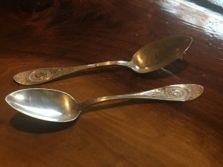 Antique Large Coin Silver Spoons By Hall & Elton