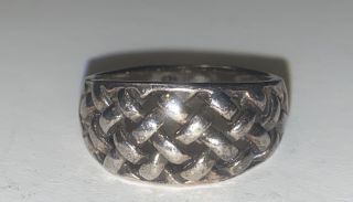 Sterling Silver 925 Ring Basket Weave Band Design Size 8