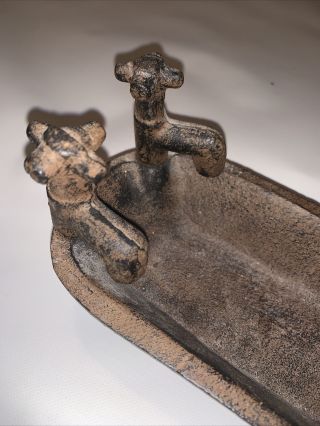 Bath Tub Cast Iron Mini Rustic Decor Old Vintage 7” 2