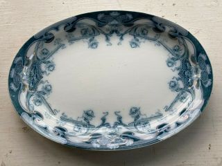 Royal Staffordshire Pottery " Iris " Platter - Blue Gold Porcelain - England Antique
