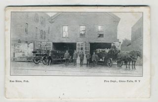 Rare Glens Falls Ny Fire Department Horse Drawn Fire Trucks Ca1905