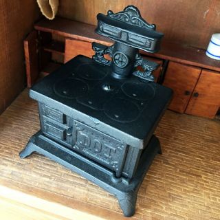 CAST IRON STOVE vintage antique miniature dollhouse DOT wood burning kitchen 3