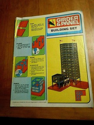 Vintage 1977 Girder & Panel Building Set Instructions Kenner Products Euc
