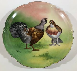 Antique Limoges Coronet Hand Painted Game Bird Charger Plate Signed L.  Coudert