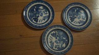 Antique Wedgwood & Co Blue Willow 8 Inch Three Salad Plates