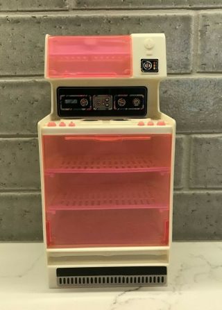 Vintage 1978 Barbie Dream Furniture Pink Stove & Microwave Oven Set W/ Shelves