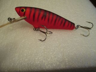 Vintage Bagley Small Fry Shad 3 " - Brass Hardware - Red Tiger Stripe - - Unfished -