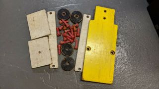 Vintage Wooden Building Toy Screws Parts Wheels Wood Bases
