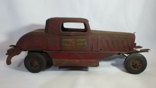Antique Girard Fire Chief Siren Coupe Red Pressed Steel Toy Car