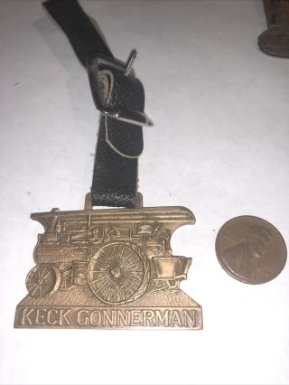 Vintage Keck Gonnerman Watch Fob On Leather Strap The Antique Steam & Gas