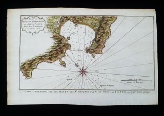 1747 Bellin - Rare Map Of Central America,  Mexico,  Plan Du Port De Chequetan.