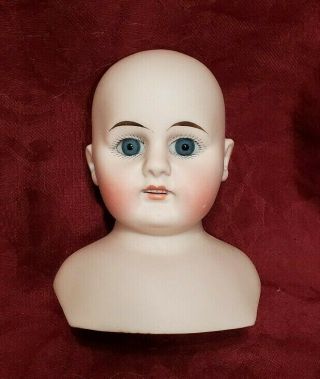 Antique German Bisque Doll Head W/ Blue Eyes Marked 61 - 26