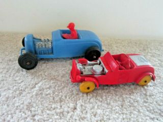 Vintage Red Rubber Auburn 512 Indy Car 2 & Blue Racer Plastic Toy Car