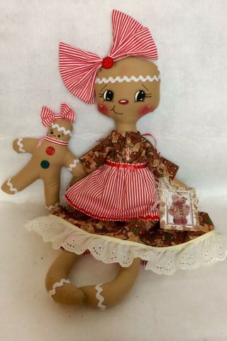 Primitive Gingerbread Doll Christmas with Baby Ornie Hang or Sit 3