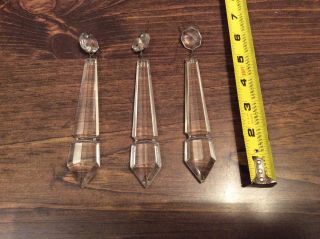 Replacement Crystal Hanging Prisms For Vintage Hurricane Lamps 7” Hang