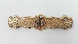 Antique Victorian Seed Pearl Diamond? Bar Brooch Pin