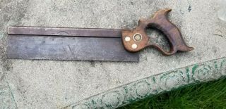 Antique Henry Disston & Sons 12 " Crosscut Back Saw 12 Tpi,  Cast Steel.  No Rust